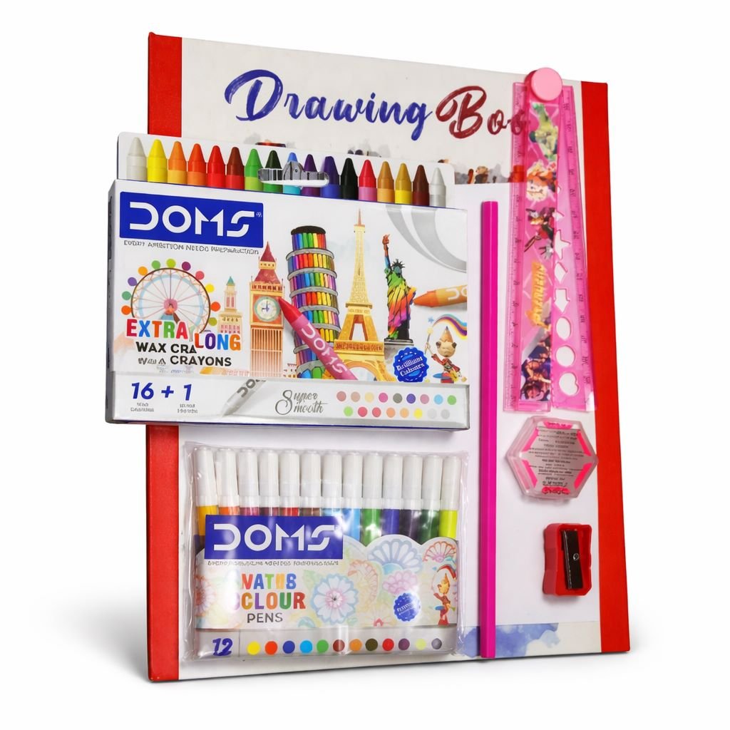 Colorful Doms art supplies kit