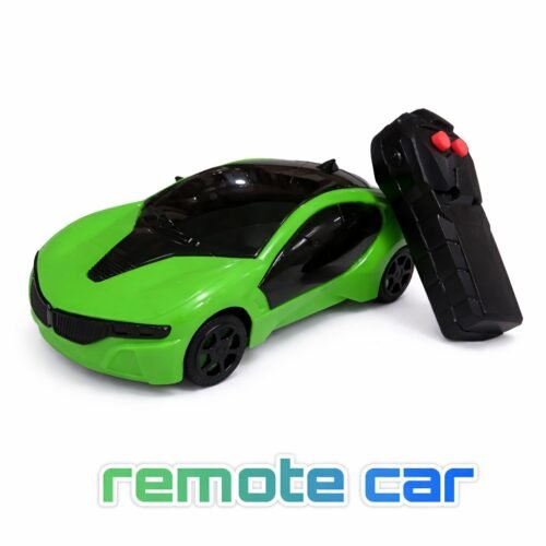 Sleek green remote-controlled car and remote