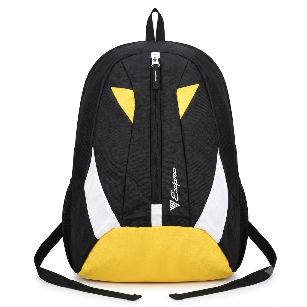 🎒 Premium Sports & Casual Backpack – Black, Yellow & White