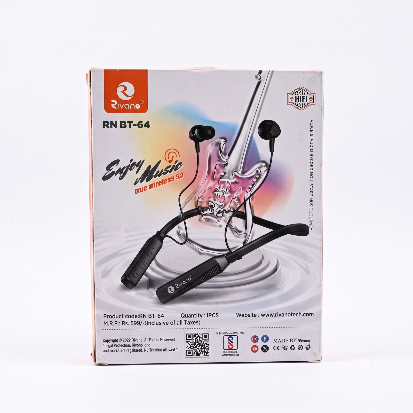 Rivano RN BT-64 Wireless Neckband Earphones - Image 2
