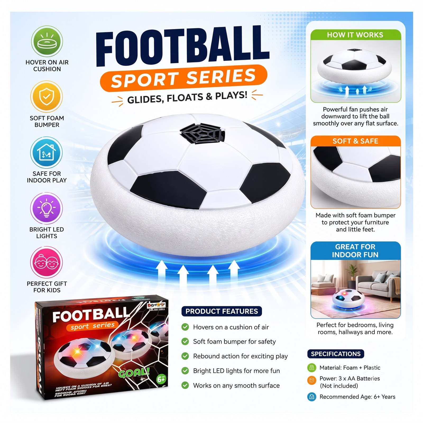 Air Hover Football (LED Light Sport Series) - Image 2