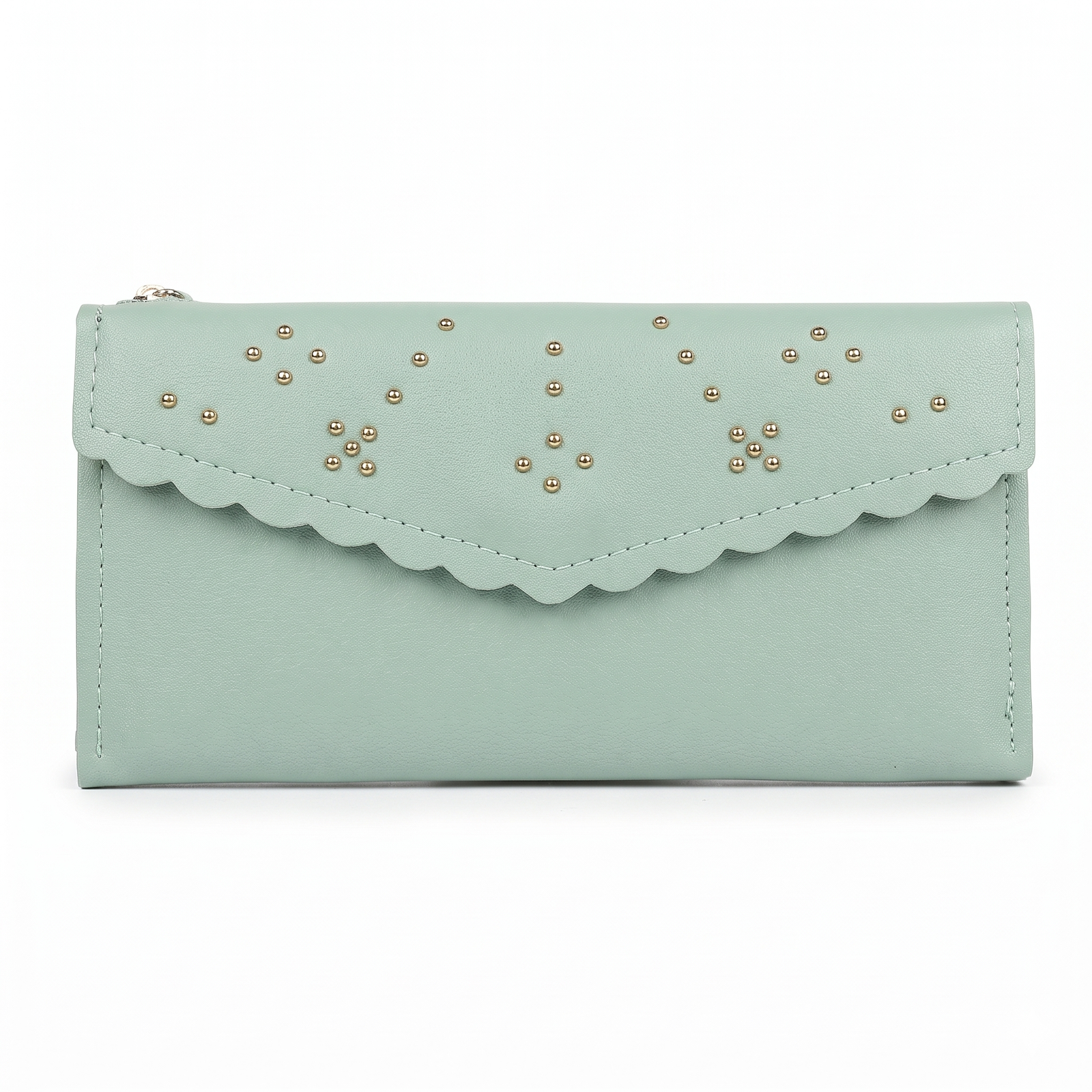 Mint Green Scalloped Clutch Wallet