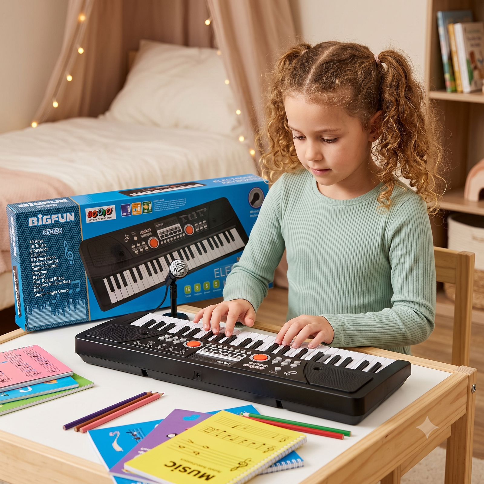 BIGFUN 37-Key Electronic Keyboard with Microphone for Kids - Image 2